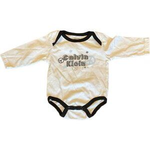 Calvin Klein Baby One Piece 0/3 Months White & Black Long Sleeve Cotton Blend